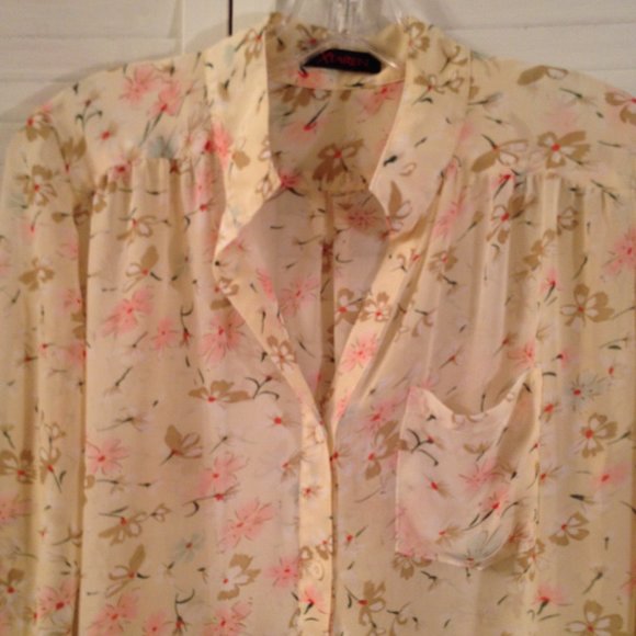 Xtaren Sheer Yellow Floral Tunic Cover-Up Blouse - Picture 3 of 11